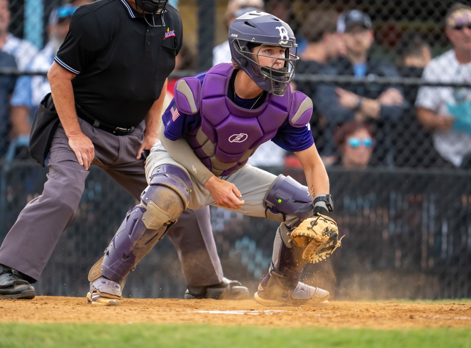 Softball catcher at the plate